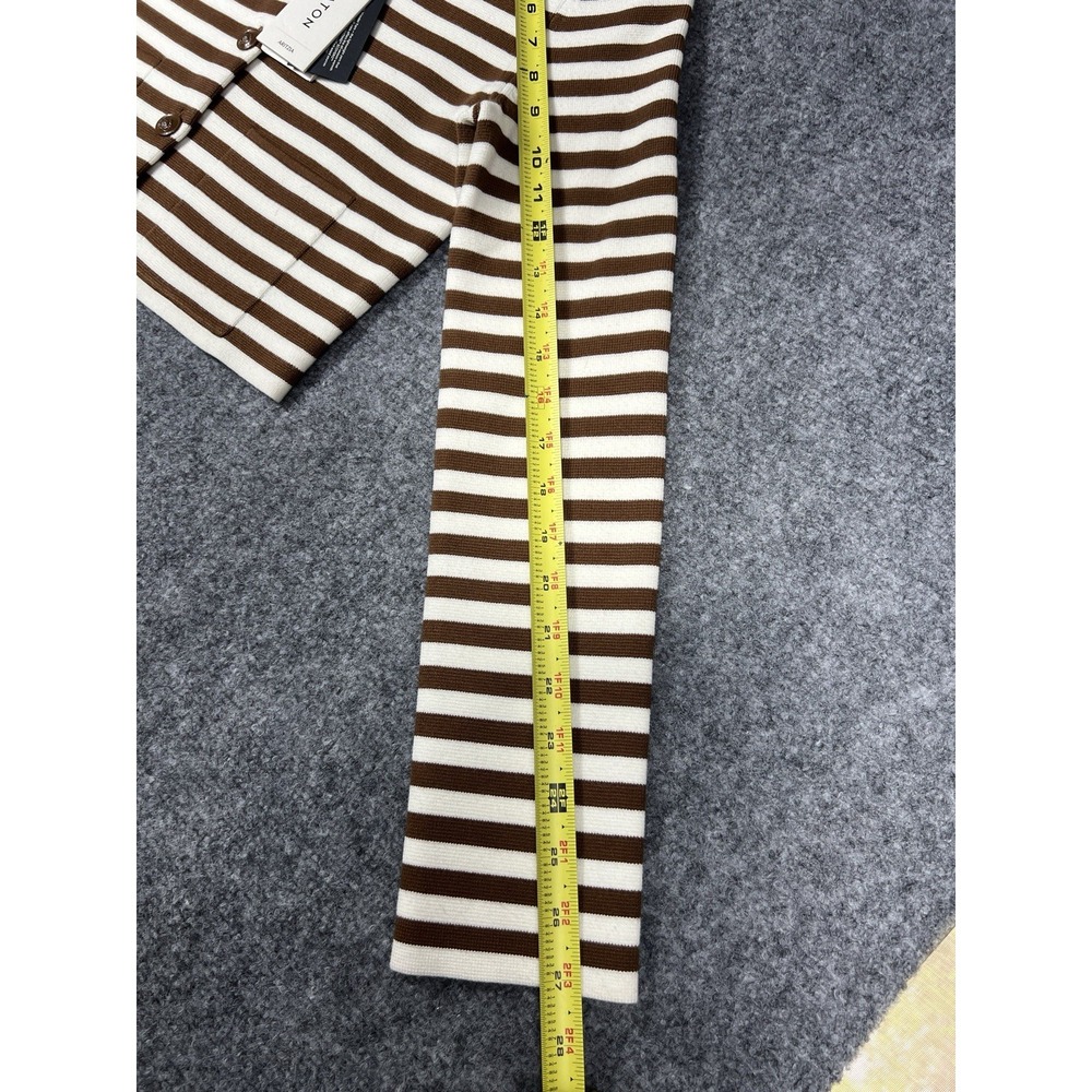 Aritzia Babaton Notable Cardigan XS Brown White Striped Cropped NWT - Picture 4 of 15